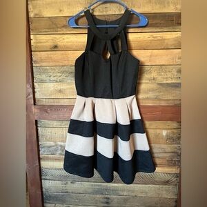 Women's Crystal Doll Black and Cream Formal Dress